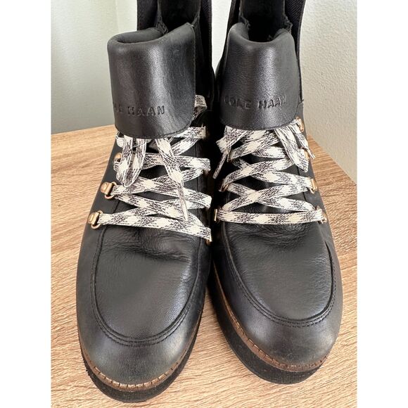 Cole Haan Women's Black Zero Grand Explore Waterproof Wedge Hiker Boots 10.5 - Picture 8 of 13